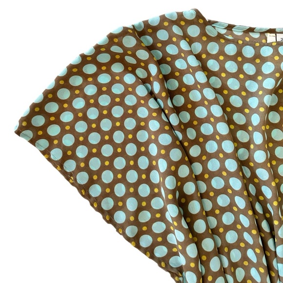 PERRY ELLIS ~ Polka Dot Women's Swim Suit Cover-Up w/Brown Aqua & Yellow Circles - Picture 6 of 7